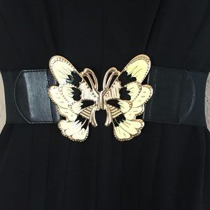 Hot in Hollywood Blk Elastic Belt Butterfly Buckle